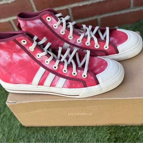 Adidas Nizza Hi RF Red Tie Dye Men’s 11.5 - Picture 2 of 14